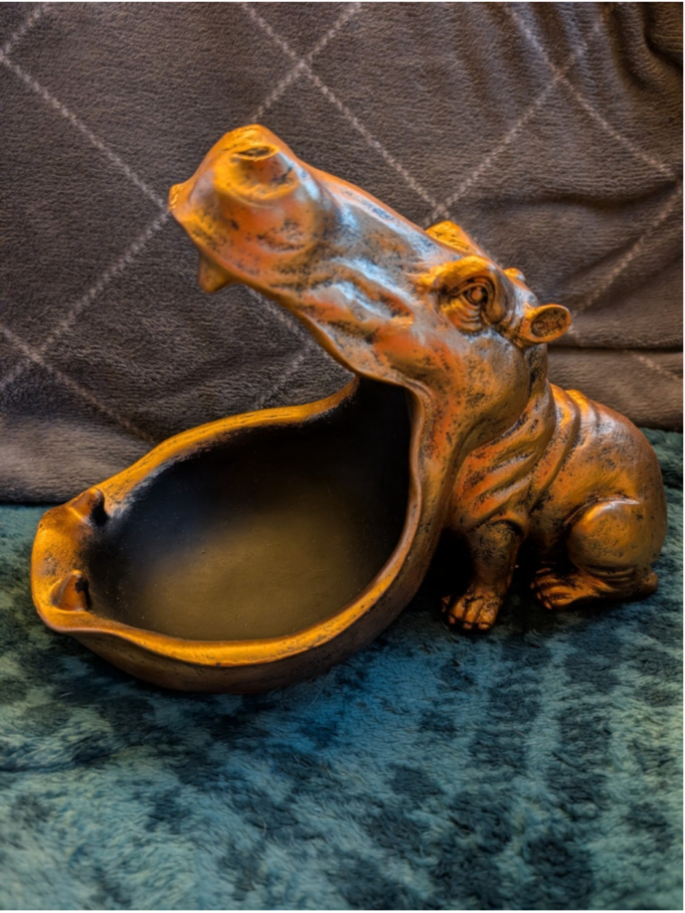 Golden House Hippopotamus Catchall Jewelry Tray Bowl for keys Ashtray Candy dish - Picture 5 of 7